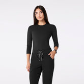 Palmer Ribbed ¾ Sleeve Underscrub - Black