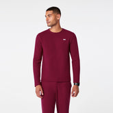 Off-Shift Waffle Crewneck Top™ - Deep Cranberry