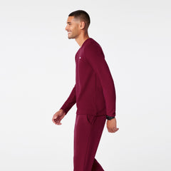Off-Shift Waffle Crewneck Top™ - Deep Cranberry