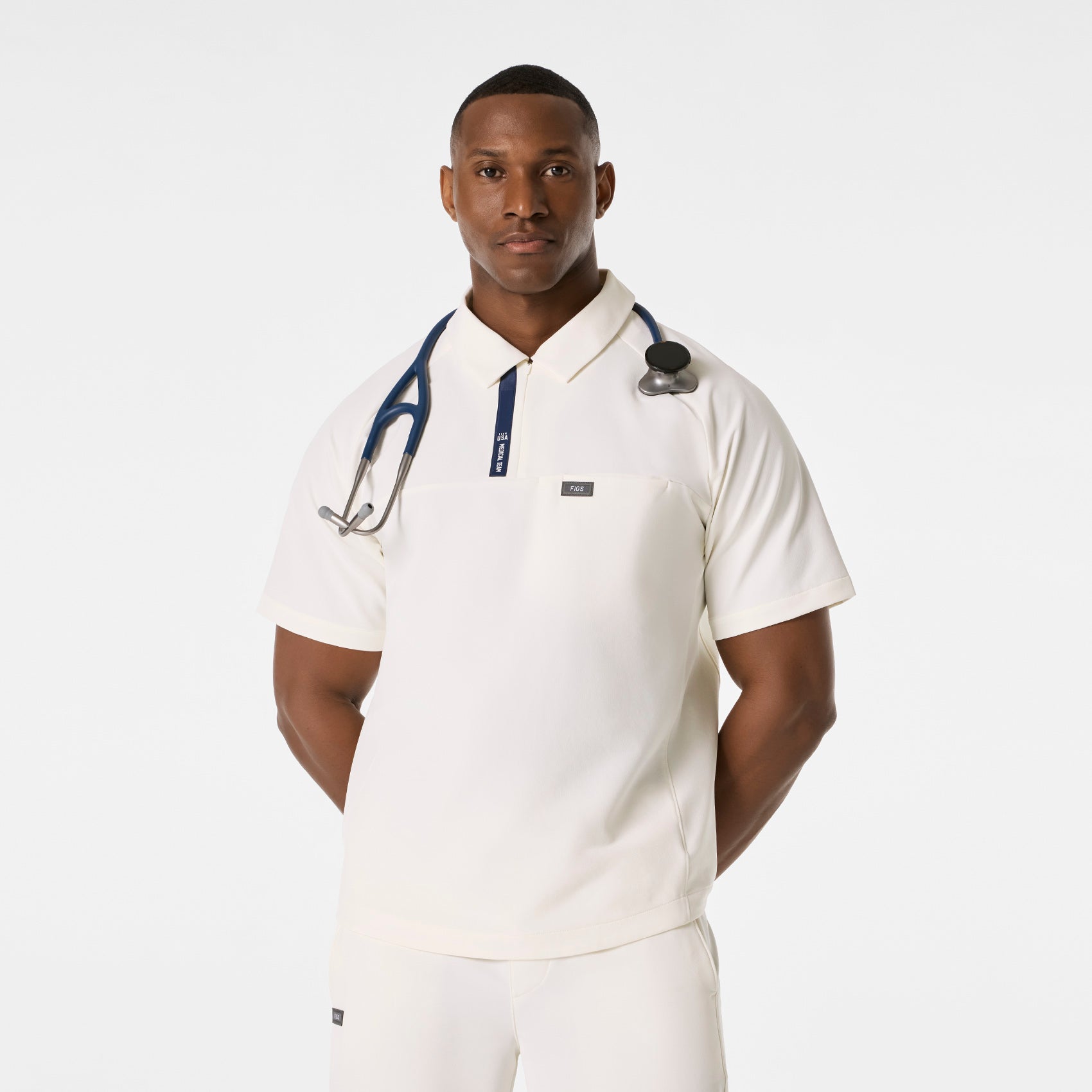 FIGS x Team USA Polo Scrub Top - Off White