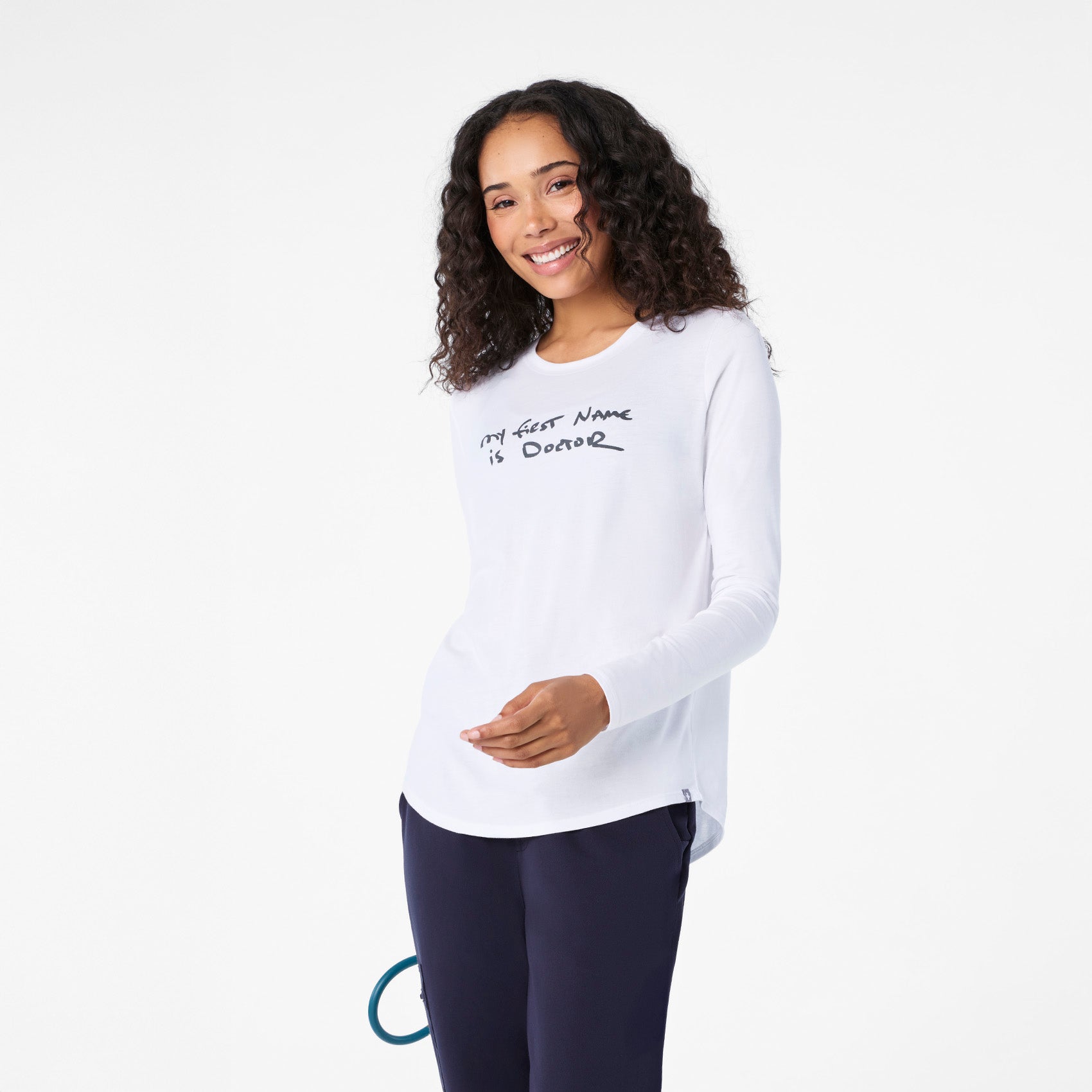 My First Name Is Doctor Long-Sleeve Underscrub - Optic White