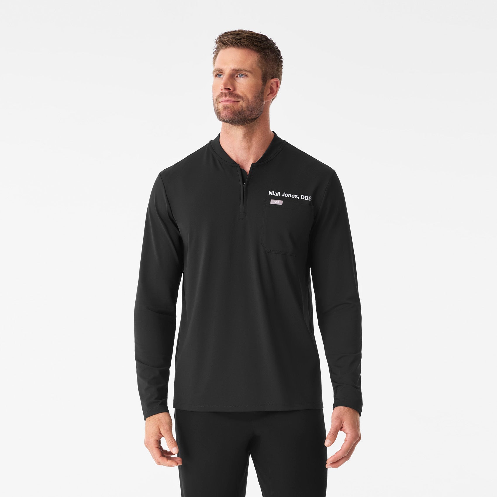 Dawes ¼ Zip Long-Sleeve Scrub Top - Black