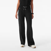 Isabel Ruched Wide-Leg Scrub Pant - Black