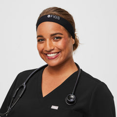 Elastic Headband with Buttonholes - Black