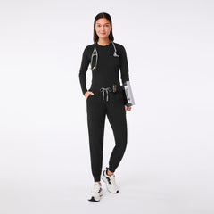 Palmer Ribbed Long-Sleeve Underscrub - Black