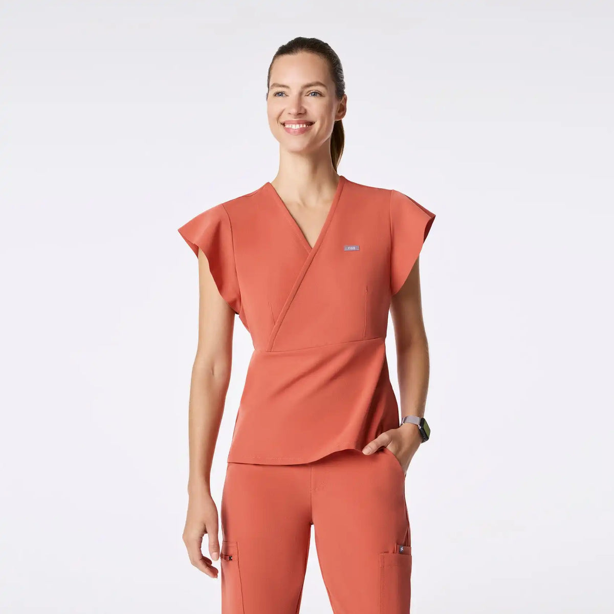 Eveleigh Slim Peplum Scrub Top