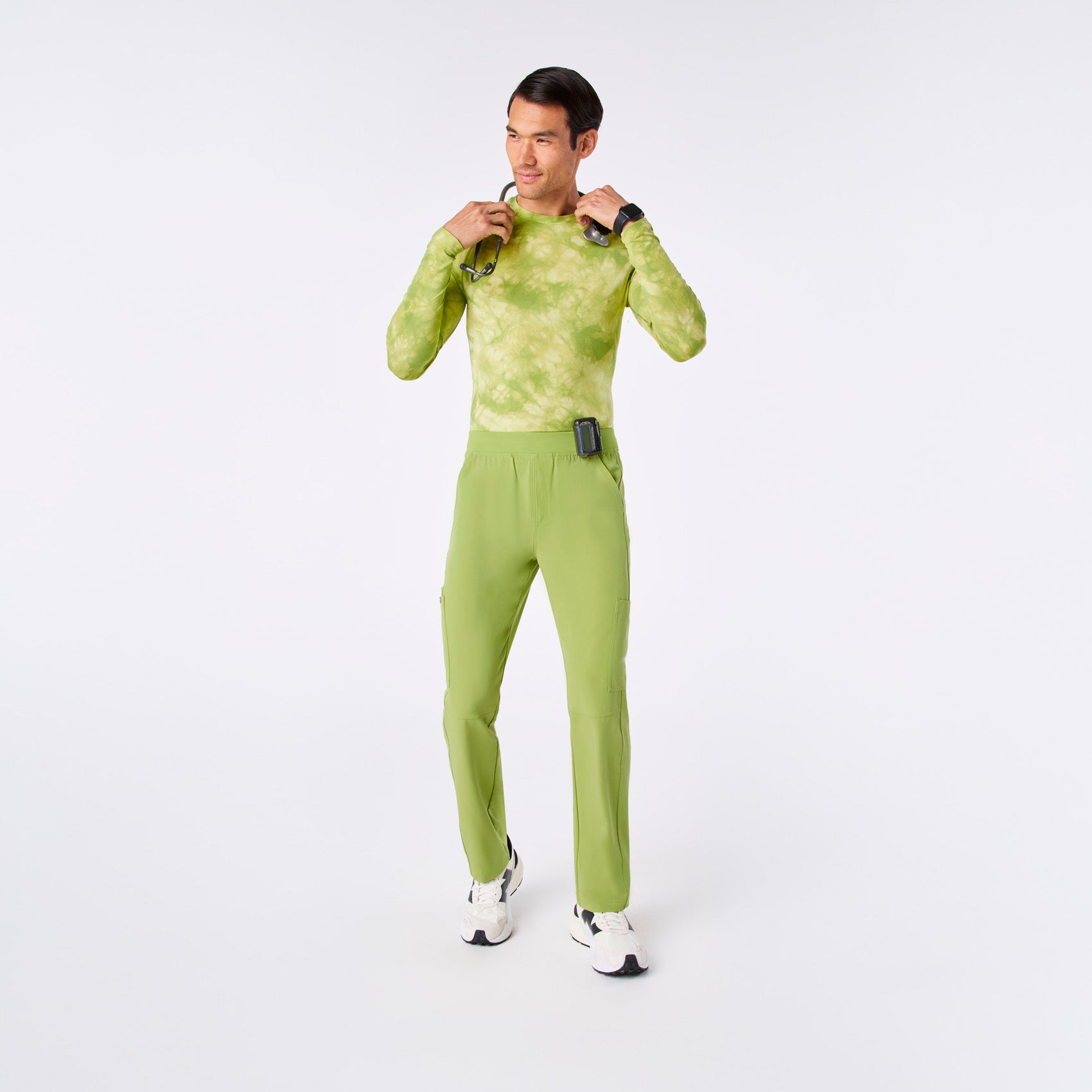 Makato Seamless Long-Sleeve Underscrub - Tie Dye Matcha