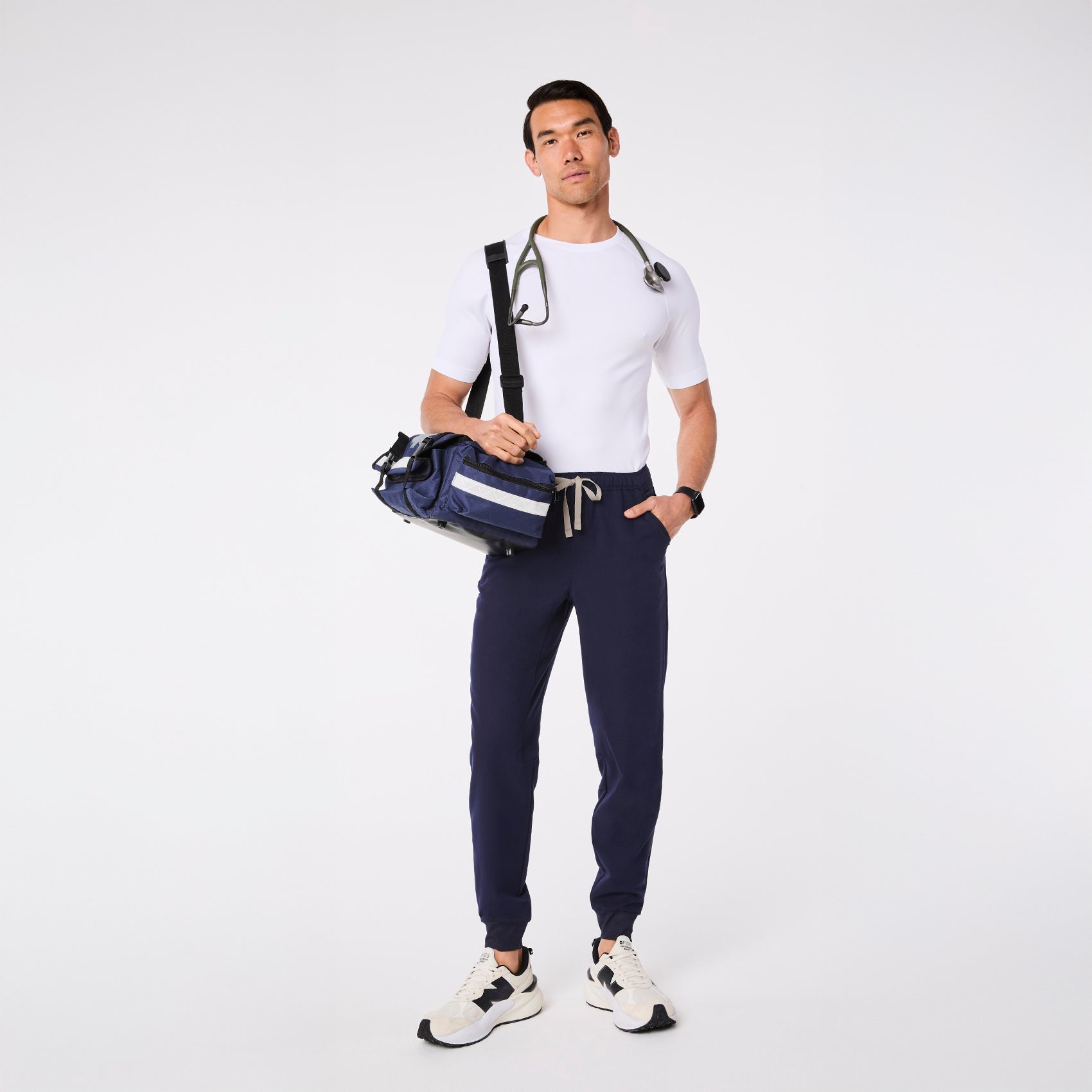 Makato Seamless Short-Sleeve Underscrub - White