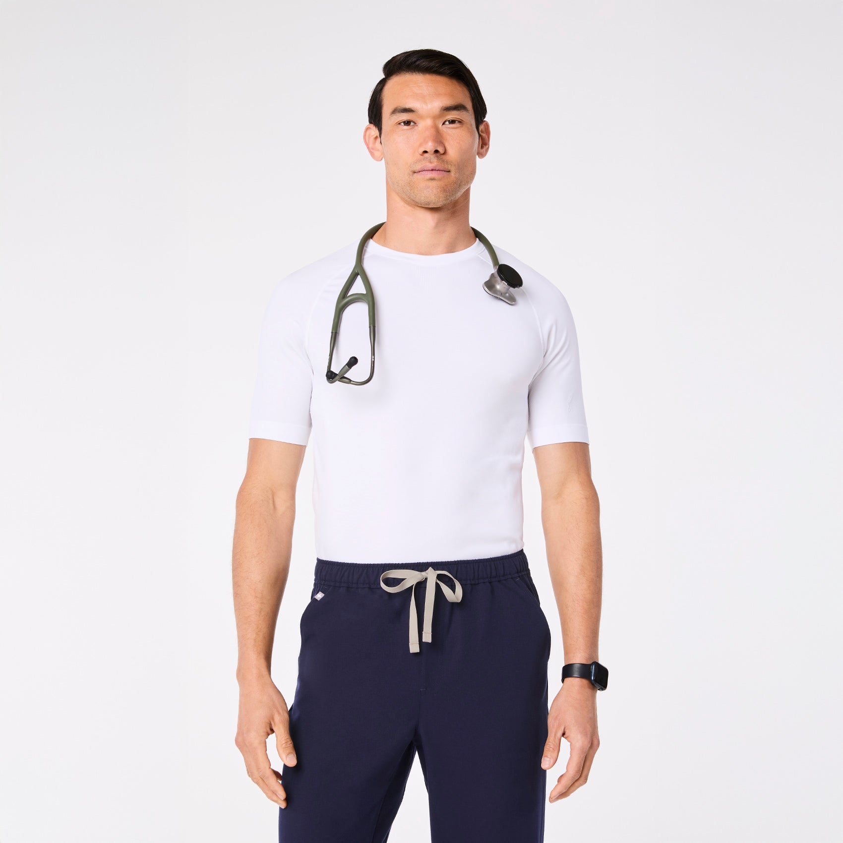 Makato Seamless Short-Sleeve Underscrub - White