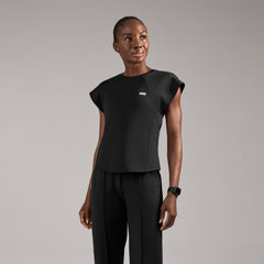 Alice Slim Crewneck Scrub Top - Black