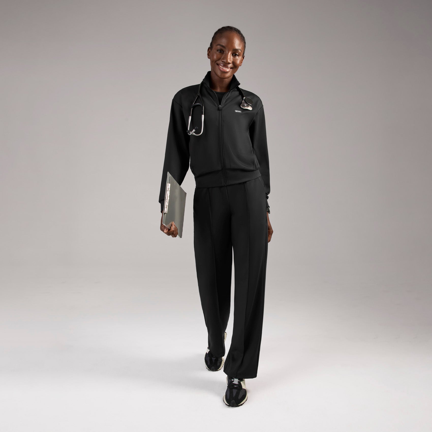 Labelle Bomber Scrub Jacket - Black