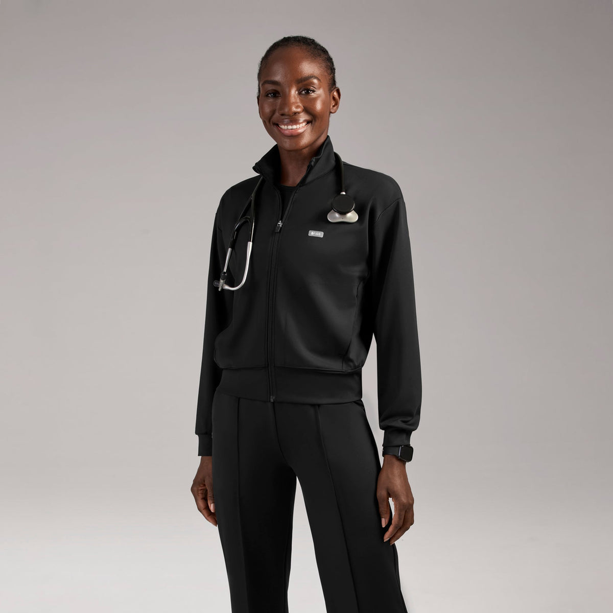 Labelle Bomber Scrub Jacket - Black