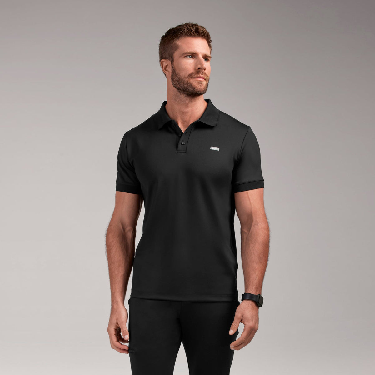 Rocco Polo Scrub Top - Black