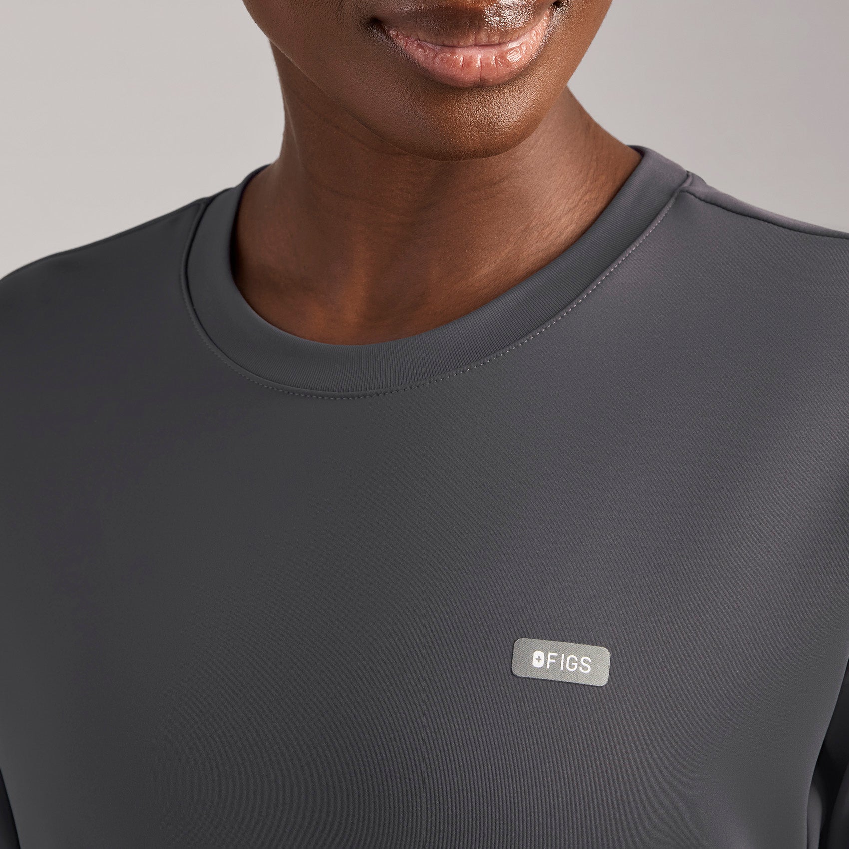 Cornelia Long-Sleeve Scrub Top - Charcoal
