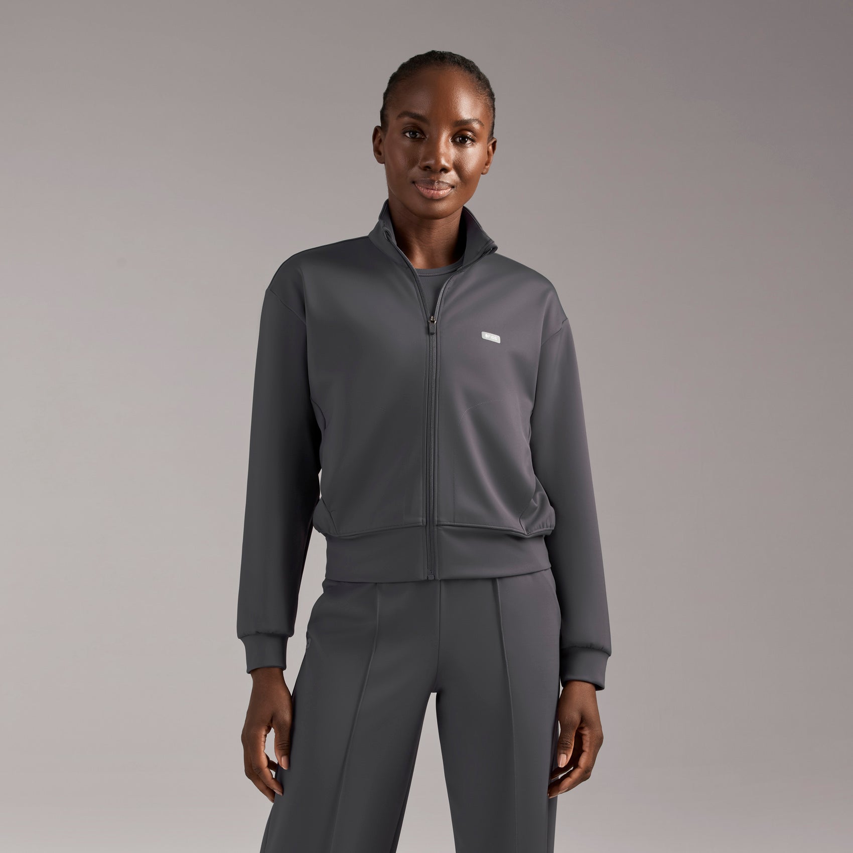 Labelle Bomber Scrub Jacket - Charcoal