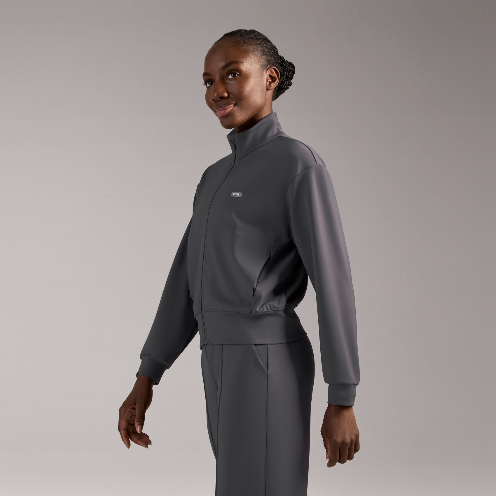 Labelle Bomber Scrub Jacket - Charcoal