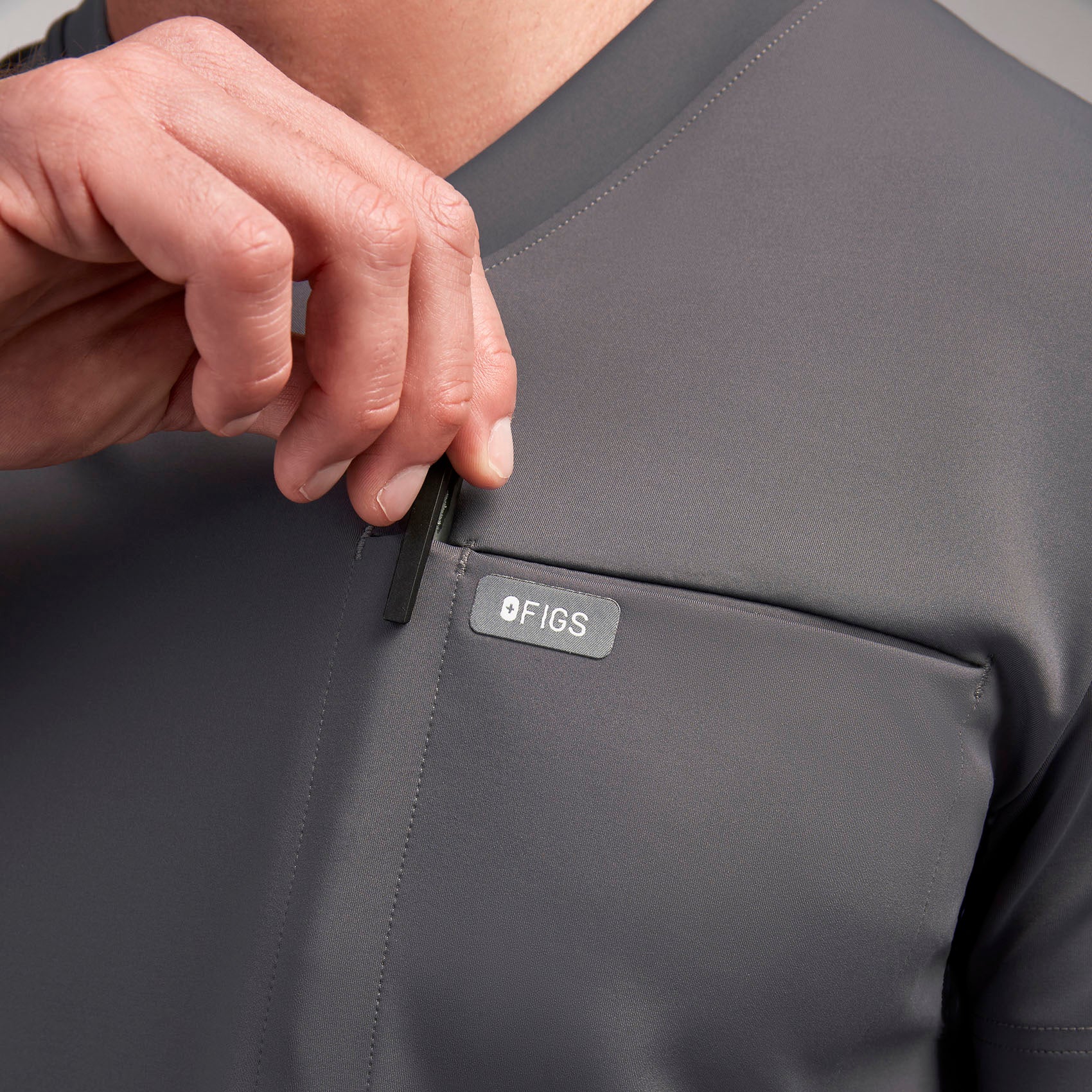 Logan V-Neck Scrub Top - Charcoal
