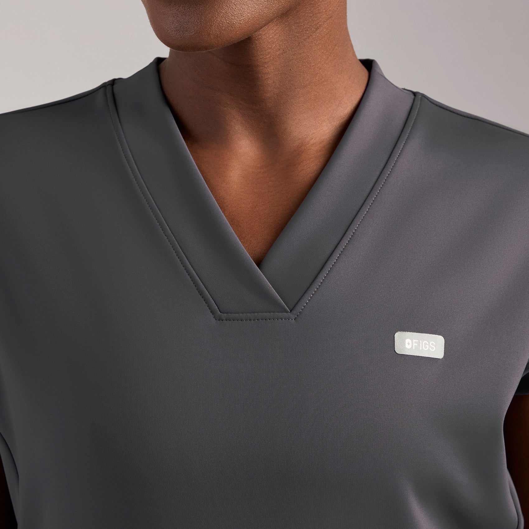 Mira Banded Scrub Top - Charcoal