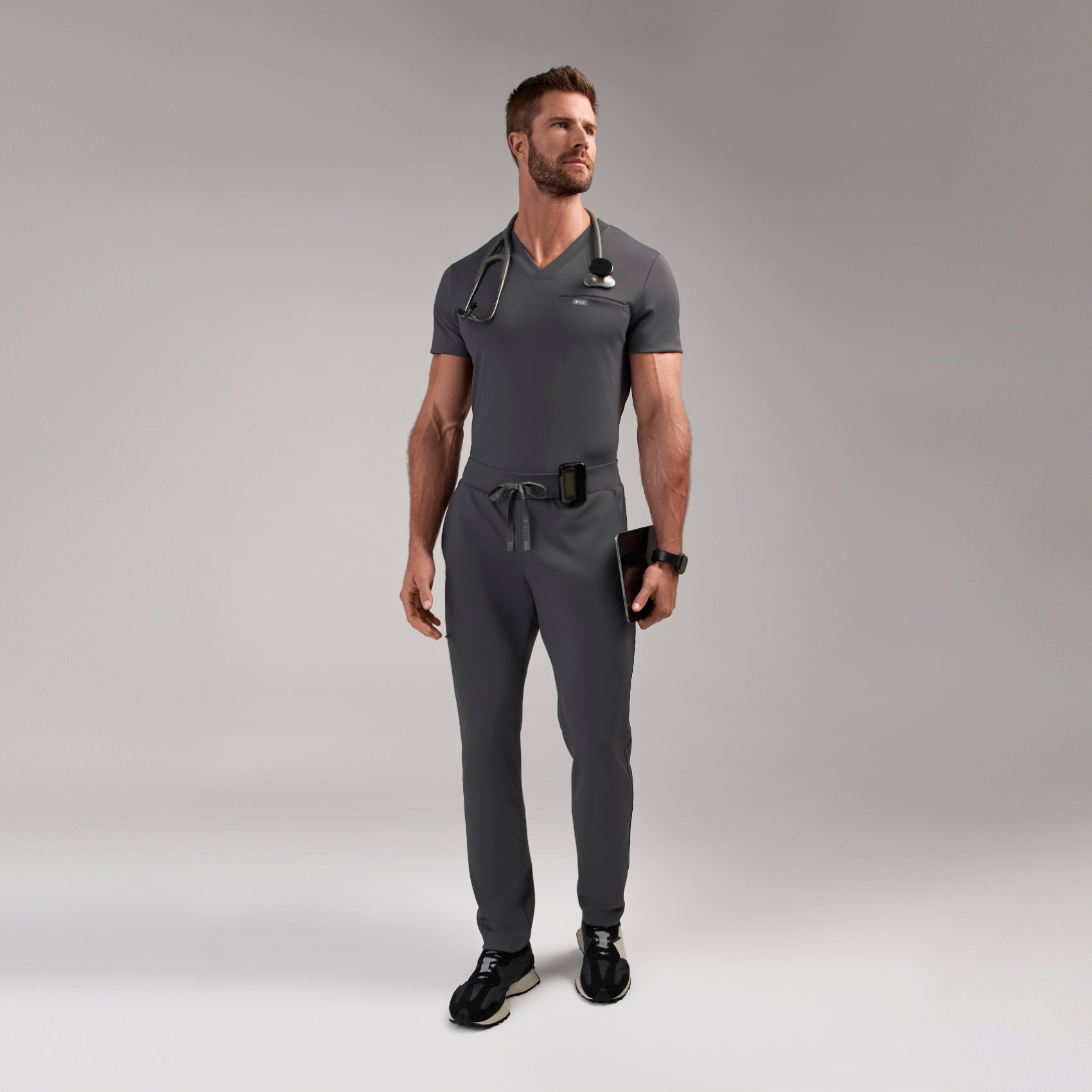 Pierre Slim Tapered Scrub Pant - Charcoal