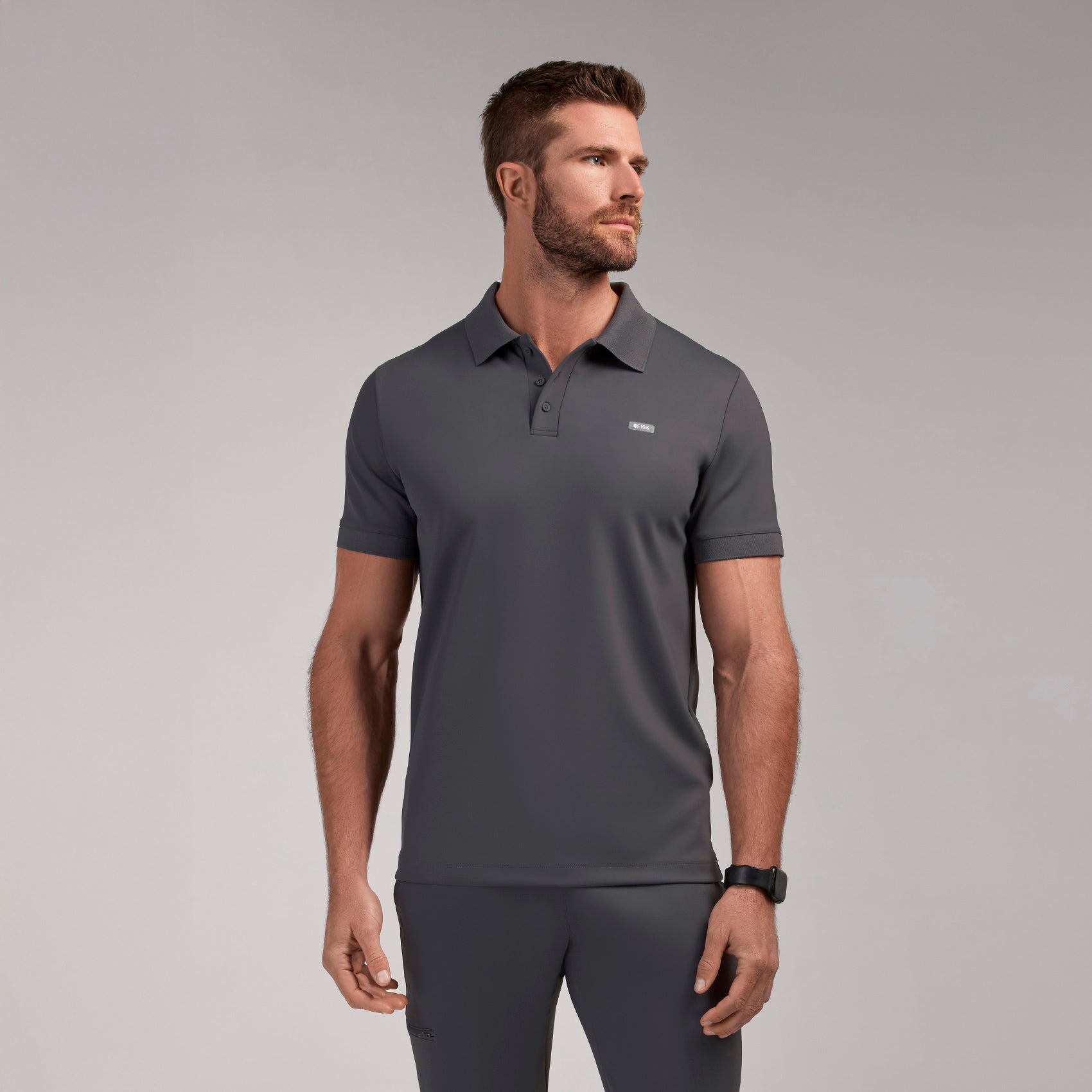 Rocco Polo Scrub Top - Charcoal