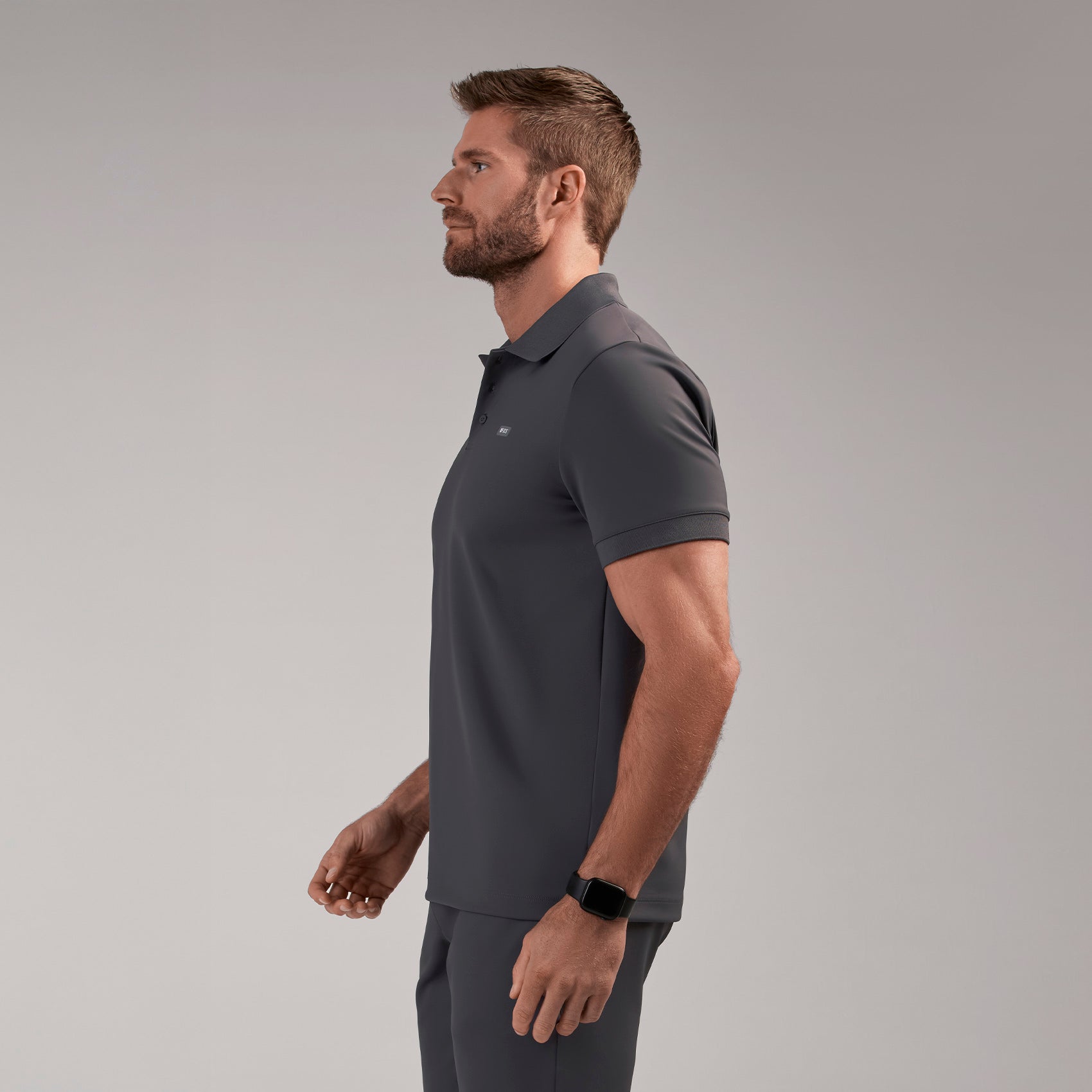 Rocco Polo Scrub Top - Charcoal