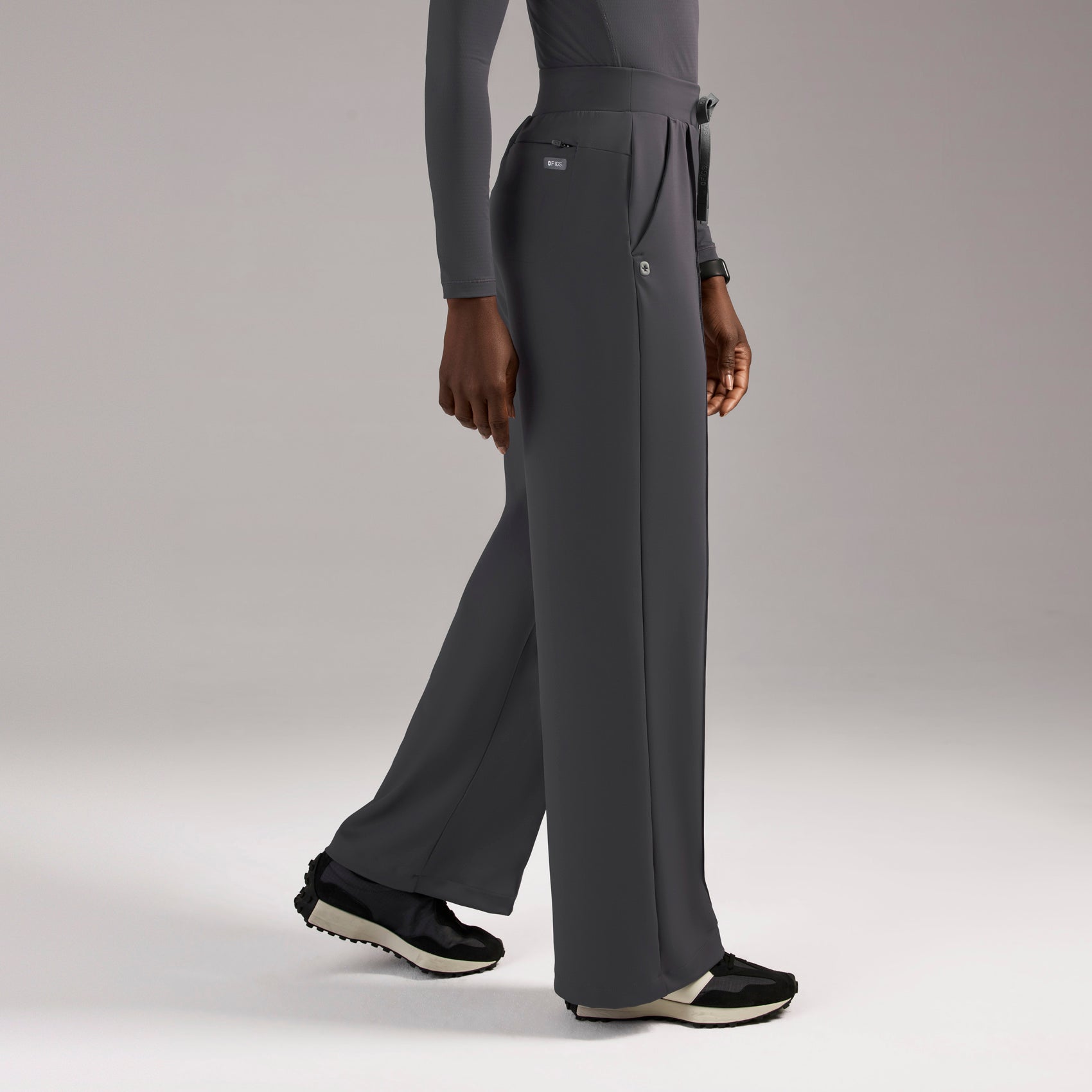 Salina High-Rise Wide-Leg Scrub Pant - Charcoal