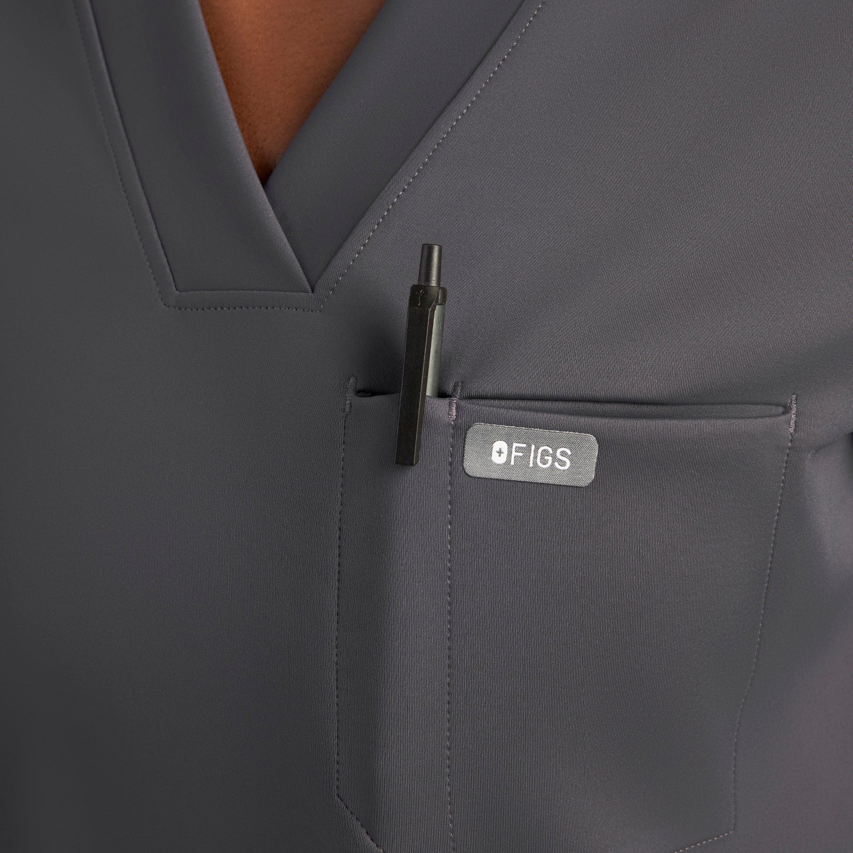 Sona Slim Scrub Top - Charcoal