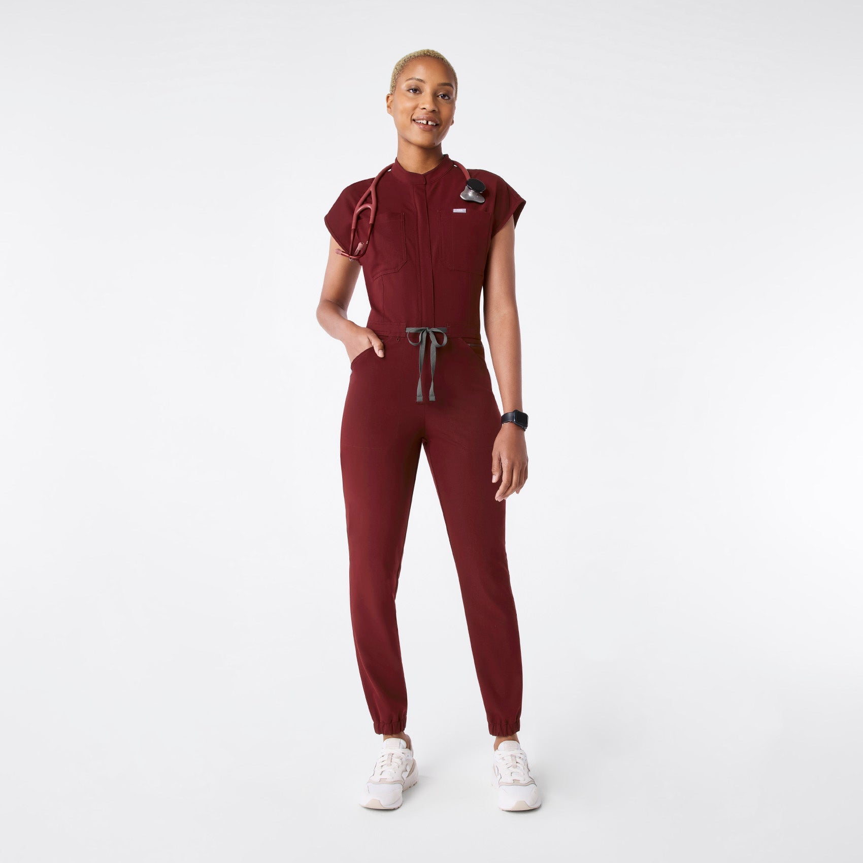 Rafaela Jogger ScrubJumpsuit™ - Burgundy