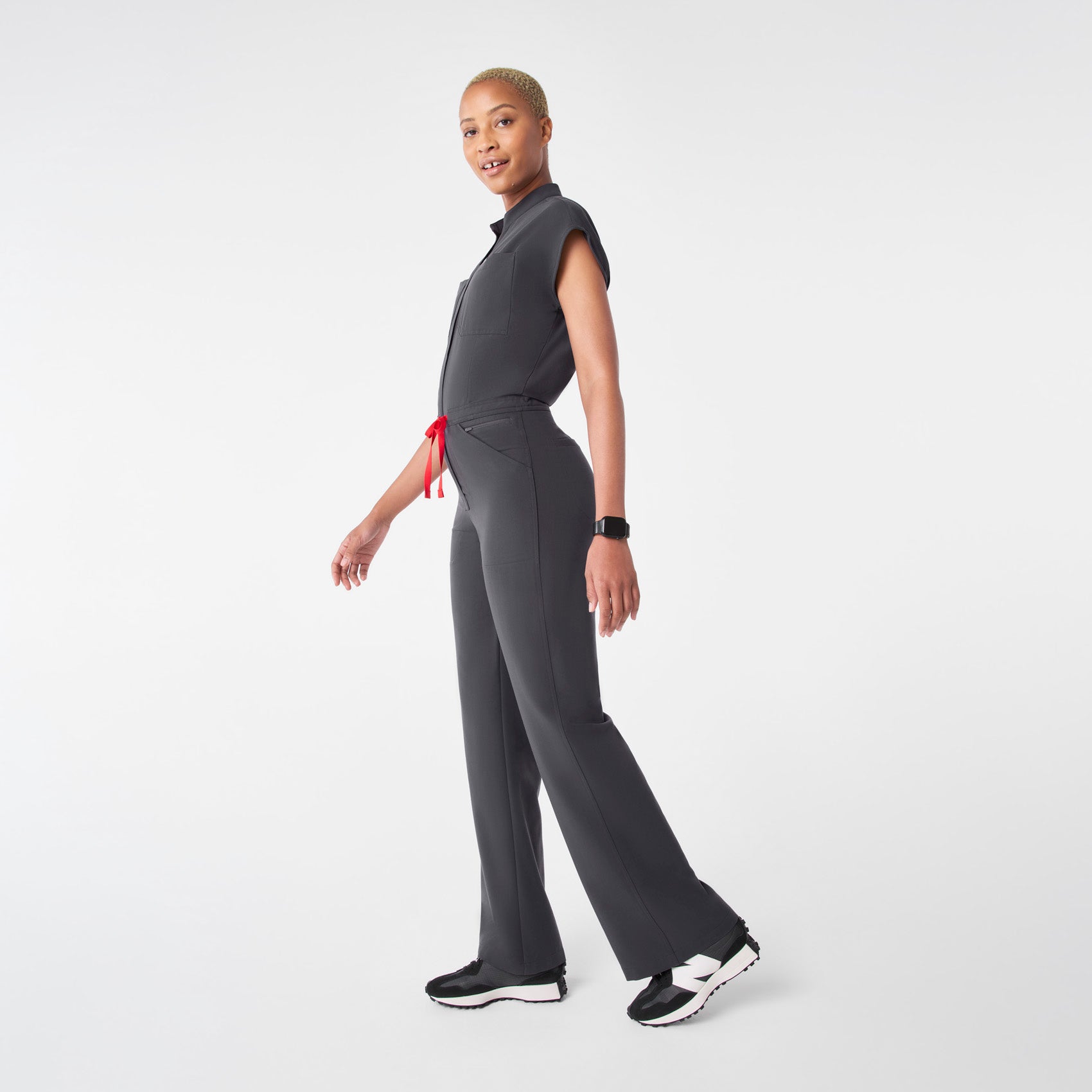 Rafaela Wide-Leg ScrubJumpsuit™ - Charcoal