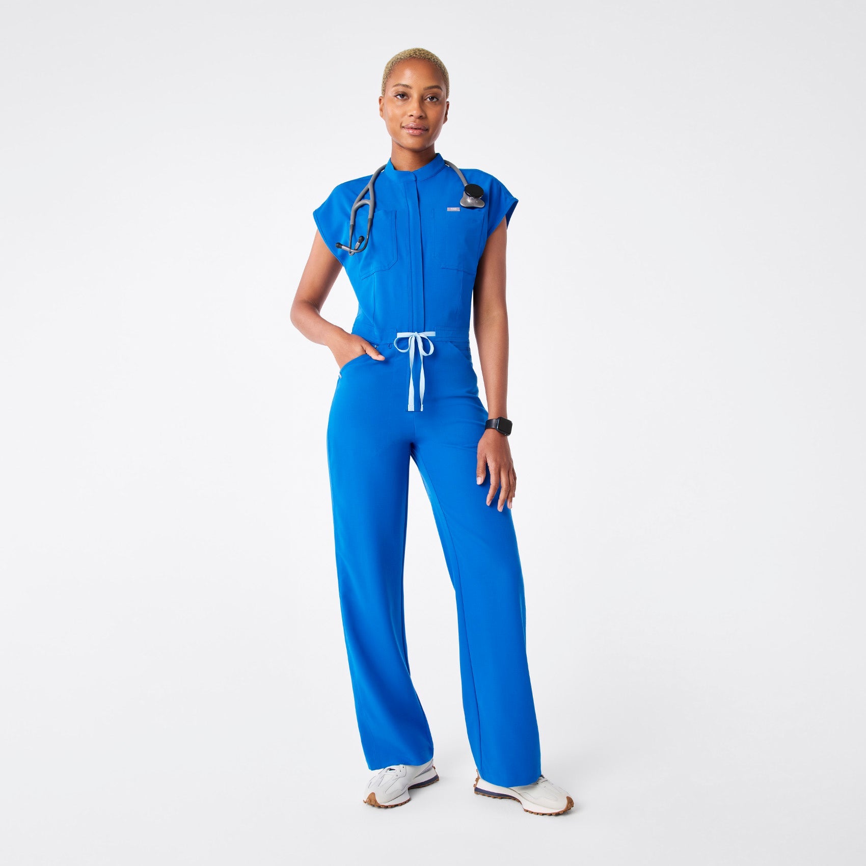 Rafaela Wide-Leg ScrubJumpsuit™ - Royal Blue