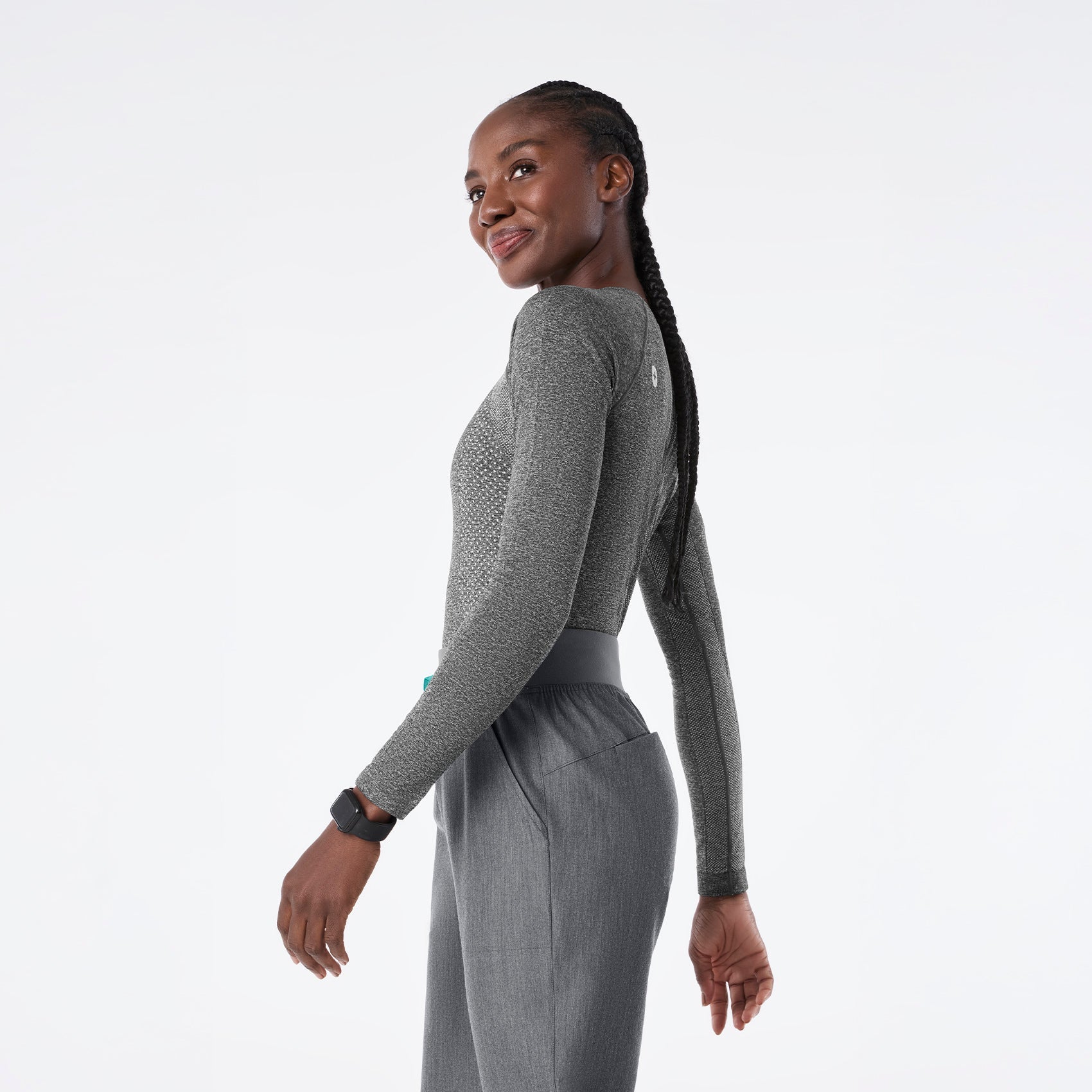 Salta Cropped Long-Sleeve Underscrub - Graphite