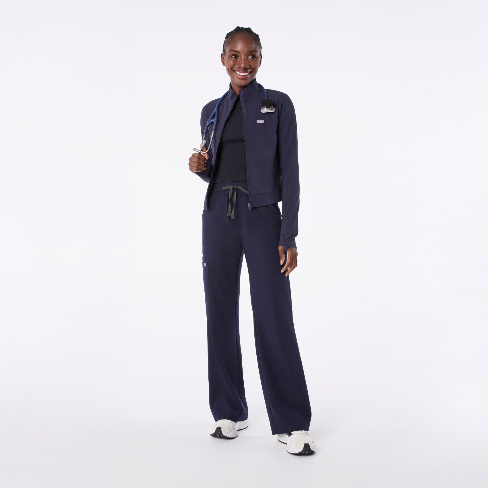 Salta Cropped Long-Sleeve Underscrub - Navy
