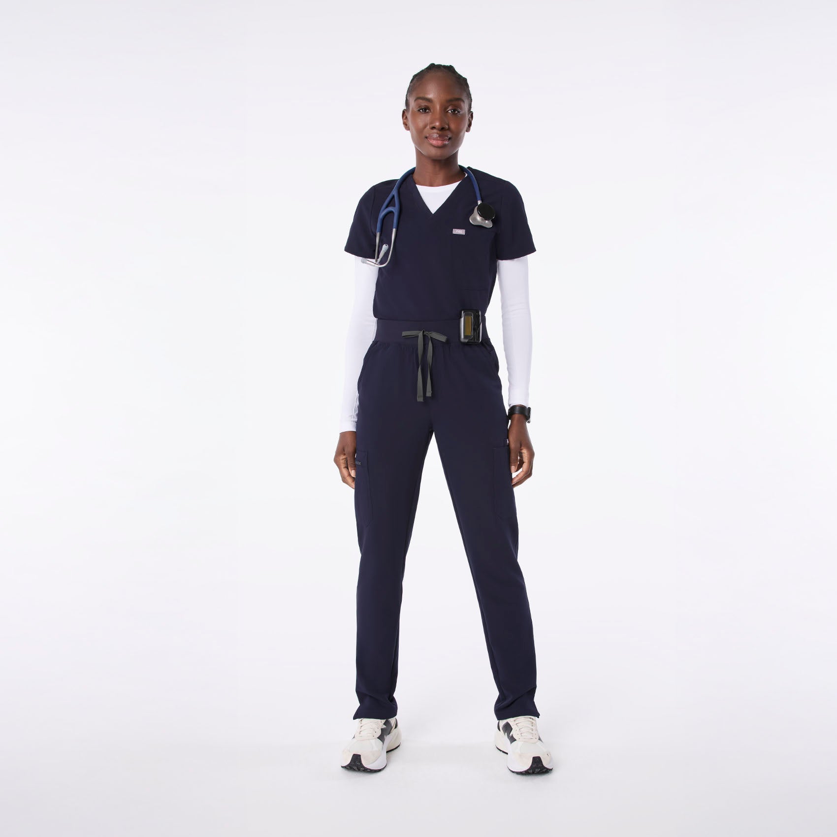 Salta Cropped Long-Sleeve Underscrub - White