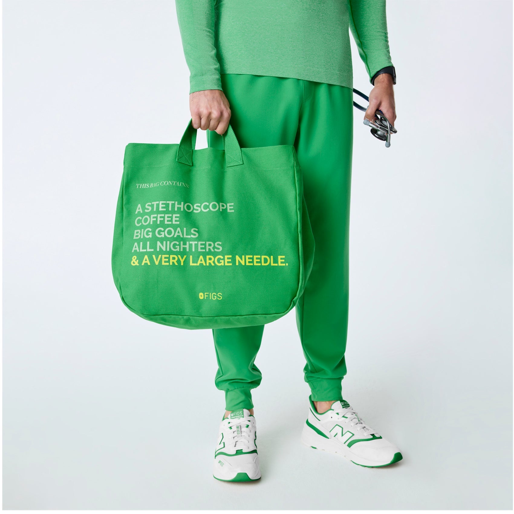 A Very Large Needle Canvas Tote - Emerald
