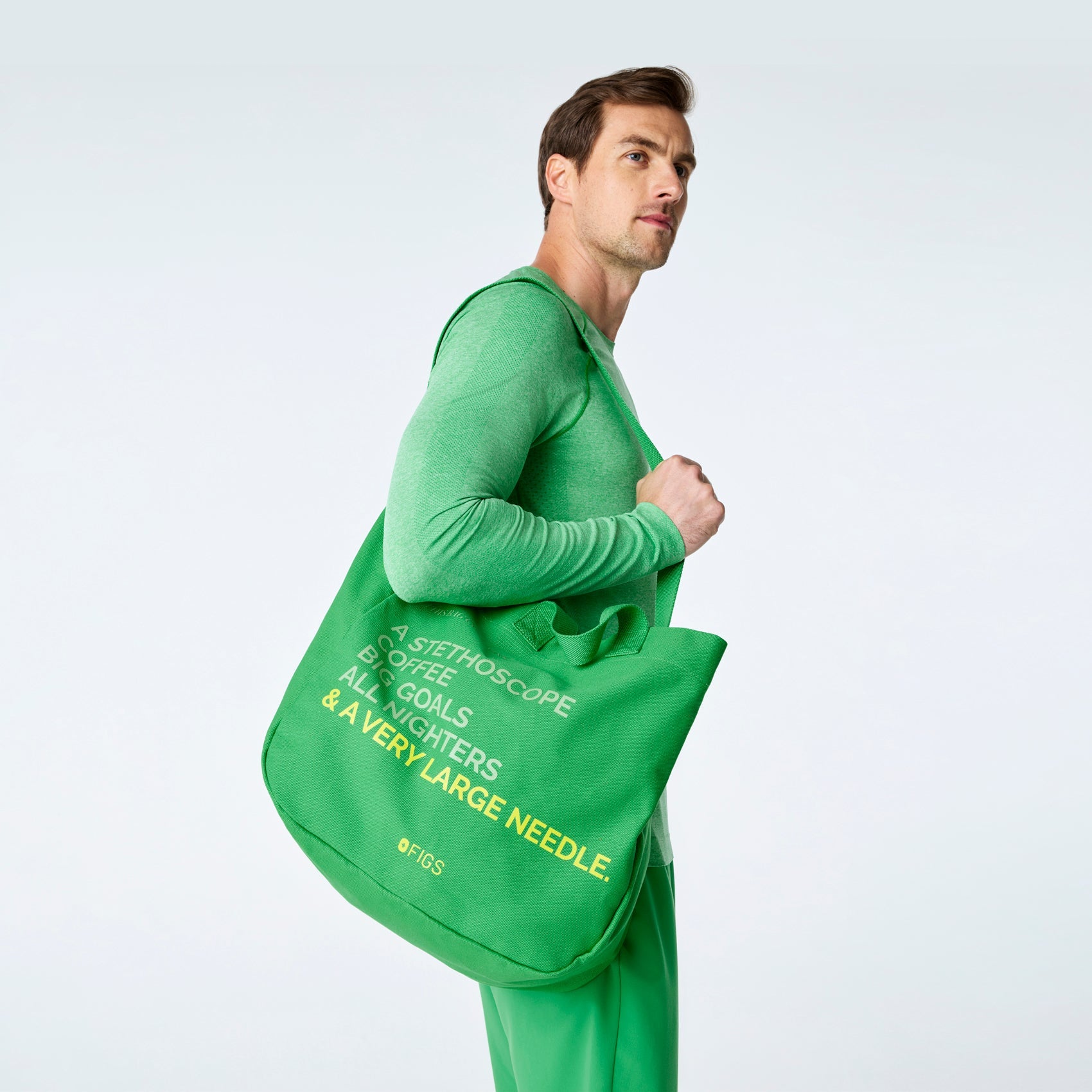 A Very Large Needle Canvas Tote - Emerald