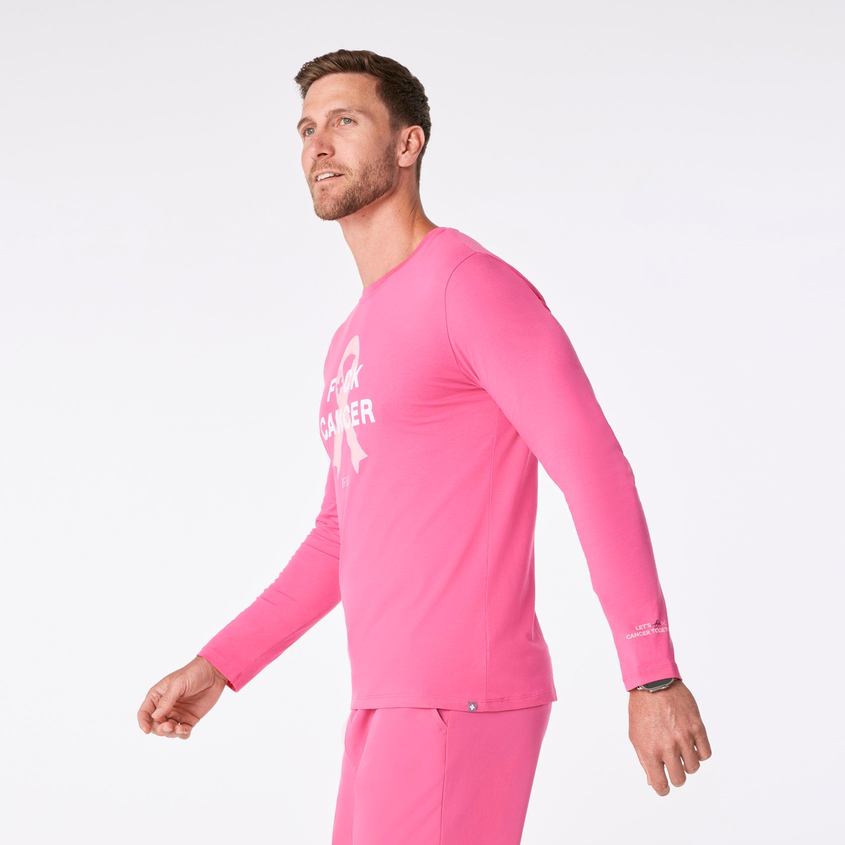 F Cancer Ribbon Long-Sleeve Underscrub - F*ing Pink