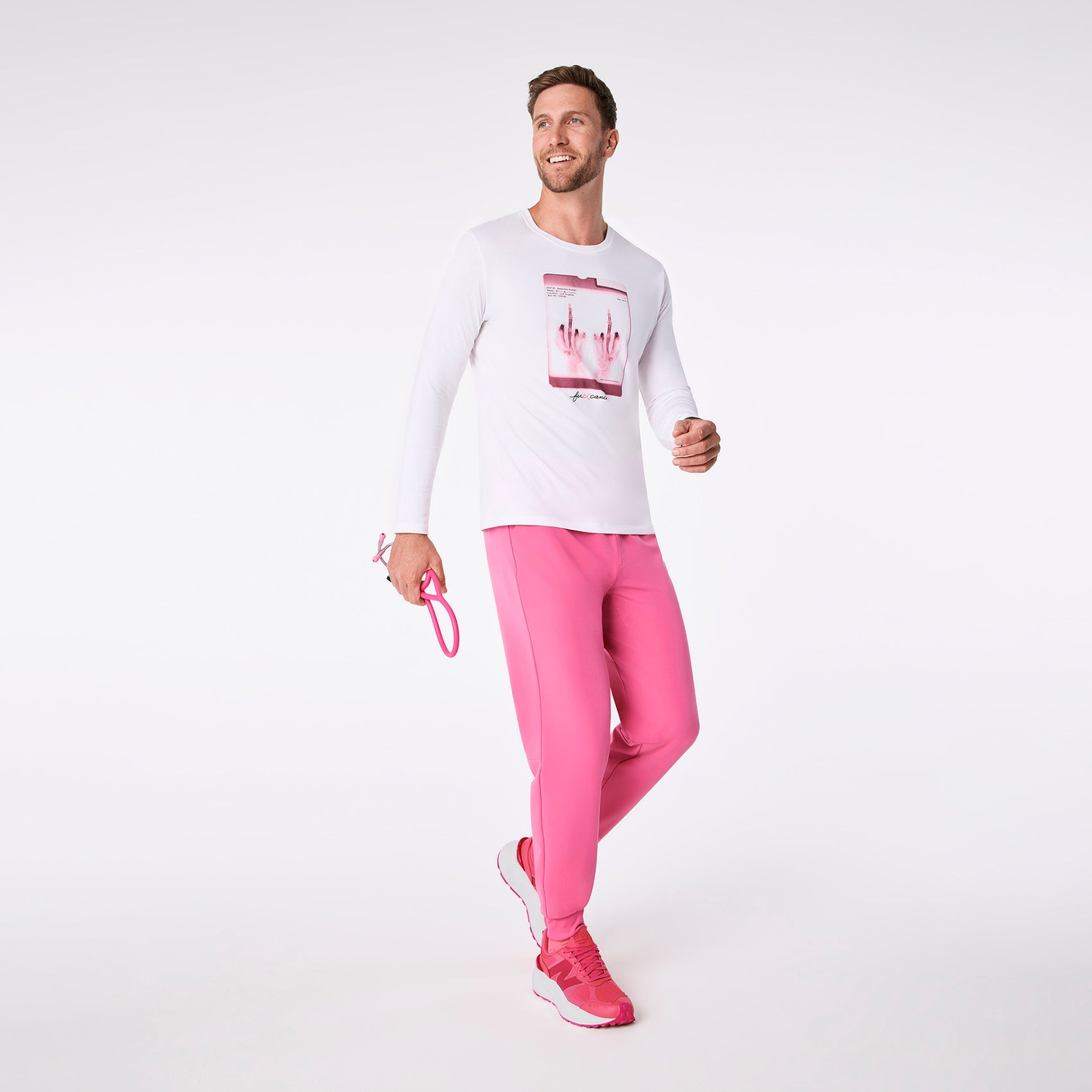 F Cancer Long-Sleeve Underscrub - White