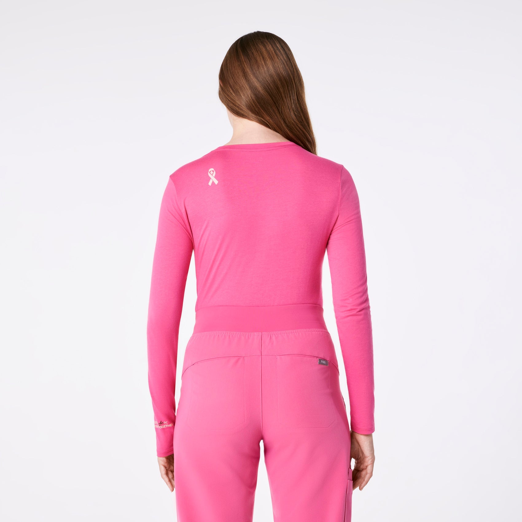 F Cancer Ribbon Long-Sleeve Underscrub - F*ing Pink