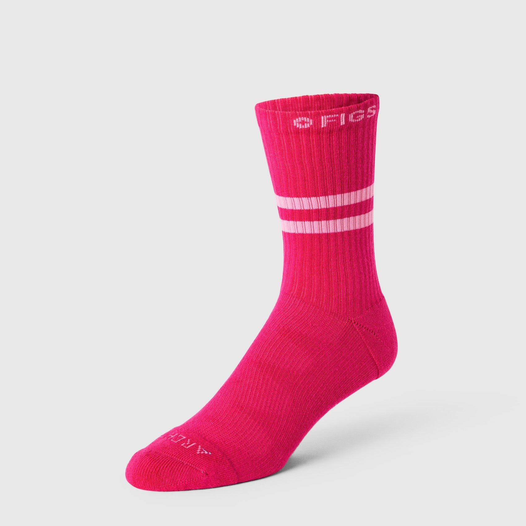 FIGS | ArchTek® Crew Compression Socks 15-20 mmHg - Stripe/F*ing Pink