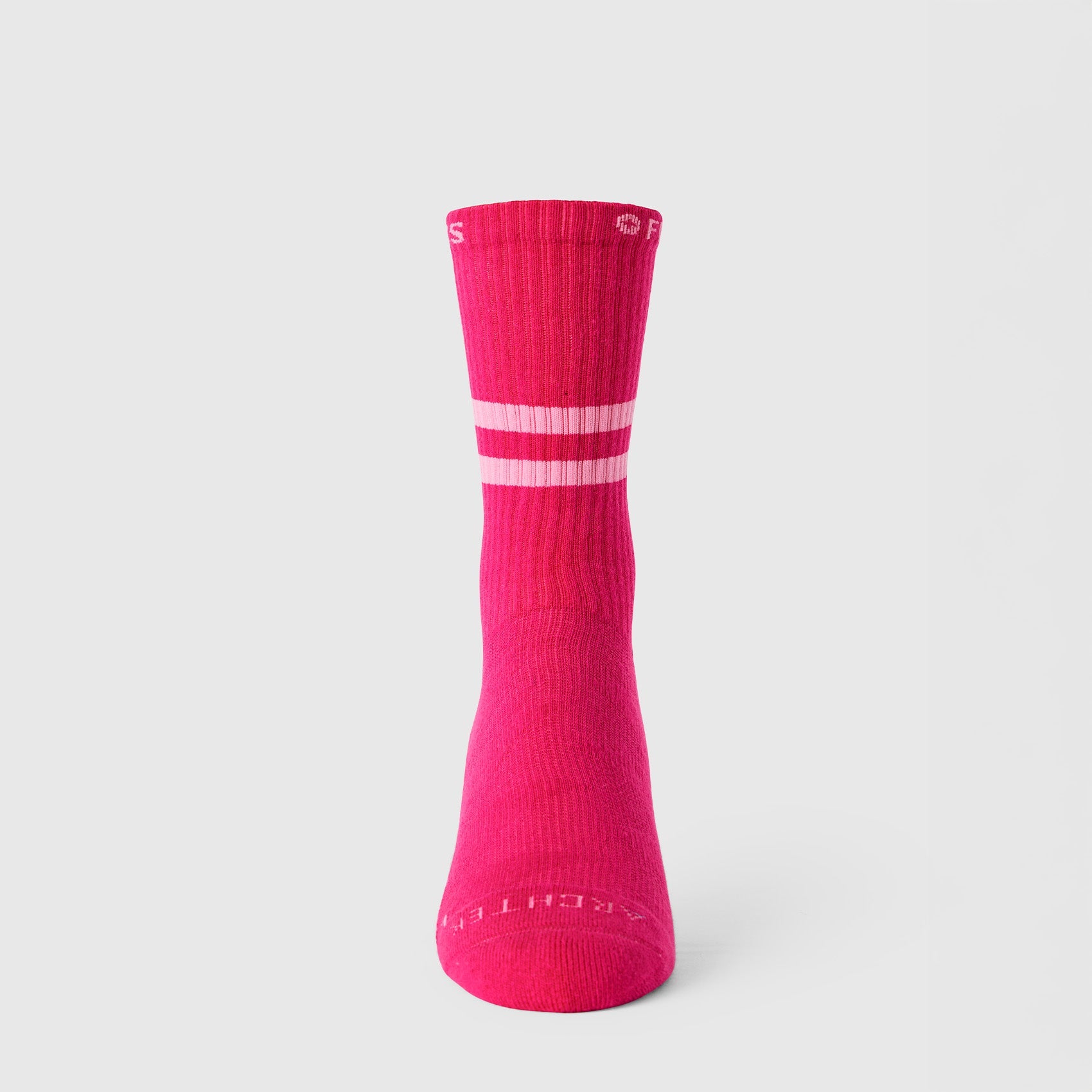 FIGS | ArchTek® Crew Compression Socks 15-20 mmHg - Stripe/F*ing Pink
