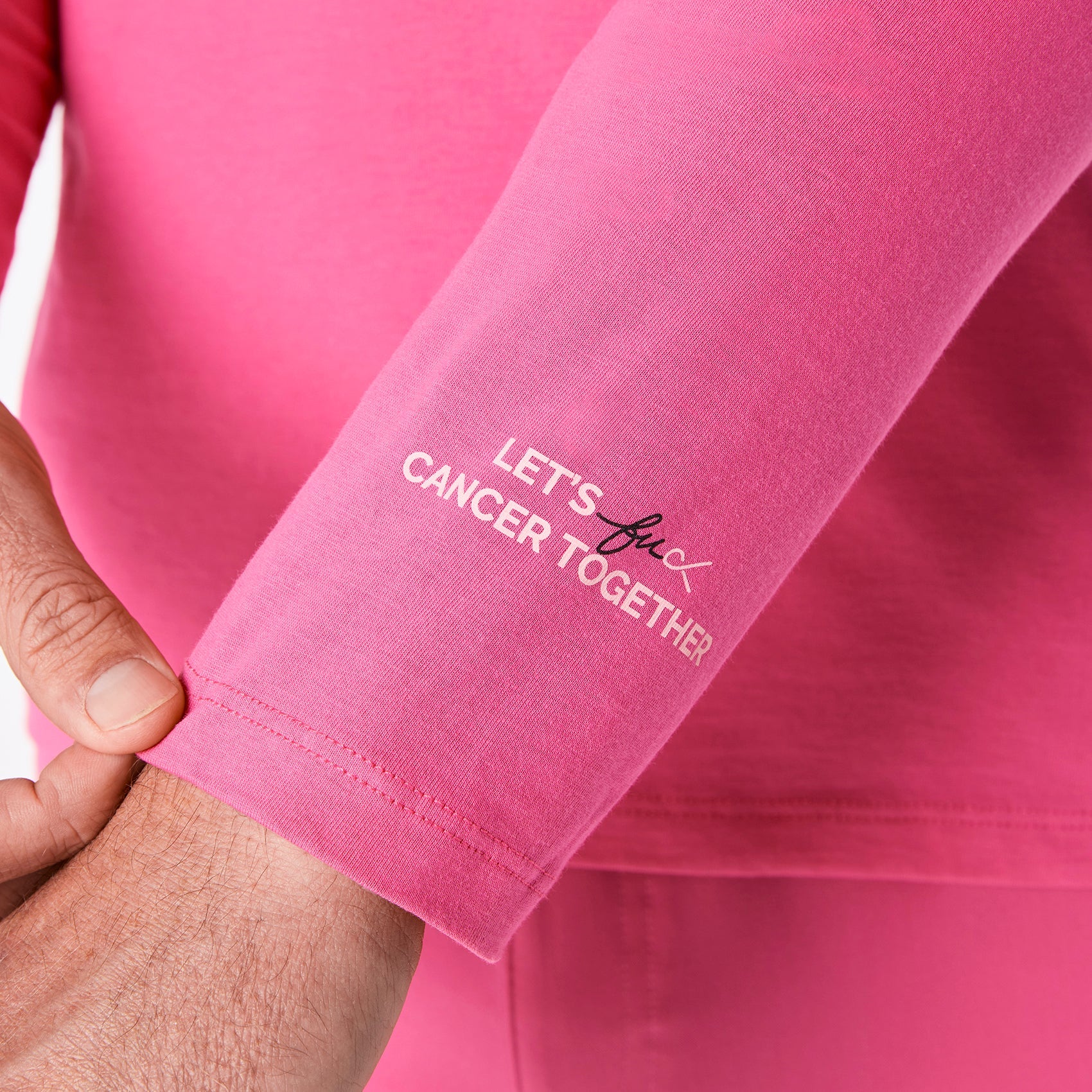 F Cancer Ribbon Long-Sleeve Underscrub - F*ing Pink