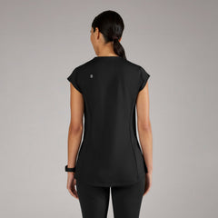 Alma Slim Crewneck Tunic Scrub Top - Black