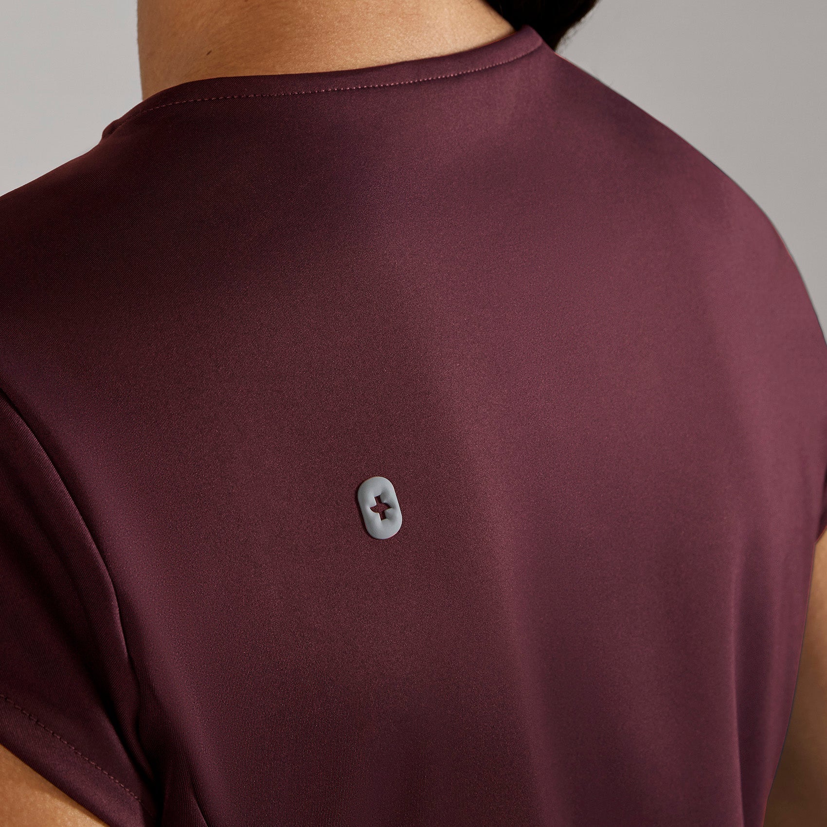 Alma Slim Crewneck Tunic Scrub Top - Burgundy