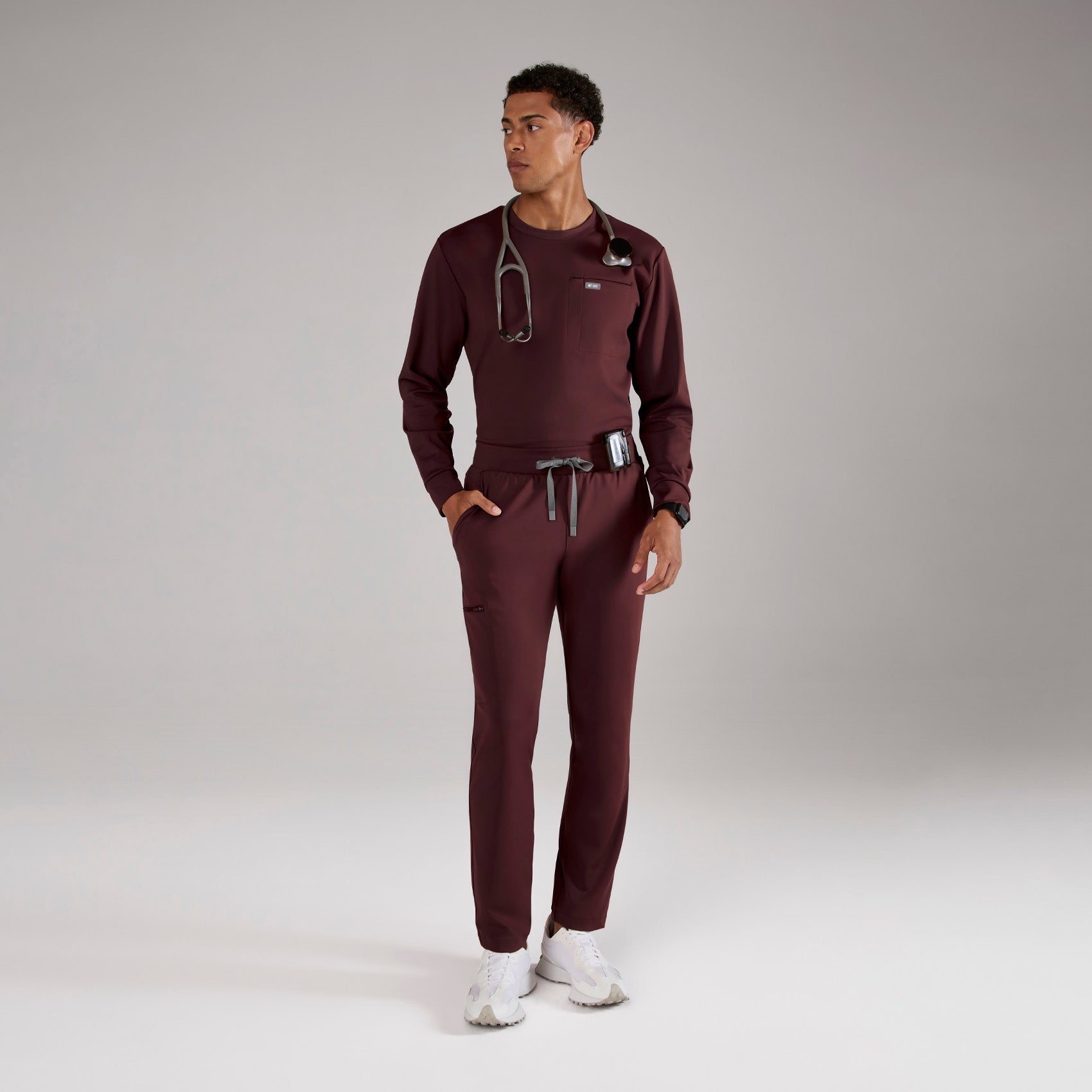 Pierre Slim Tapered Scrub Pant - Burgundy