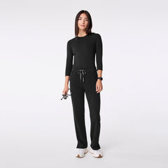 Palmer Ribbed ¾ Sleeve Underscrub - Black
