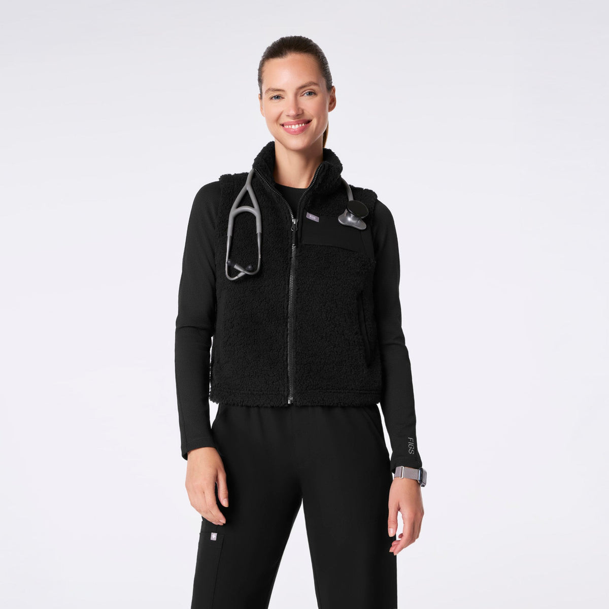 High-Pile Fleece Vest - Black