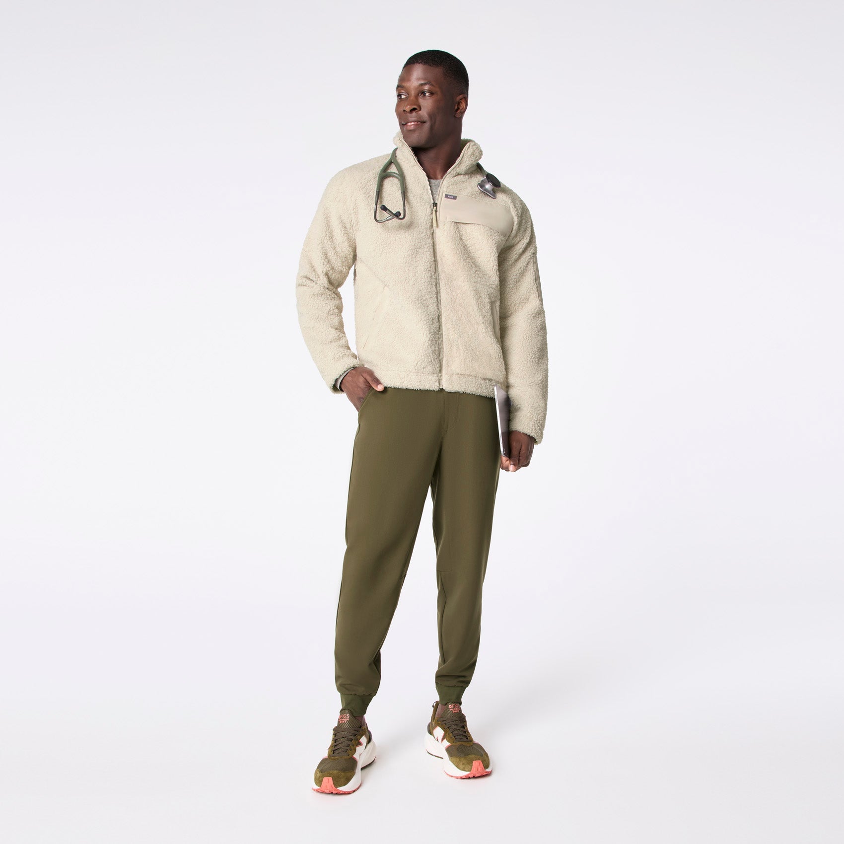 High-Pile Fleece Bomber Jacket - Bone