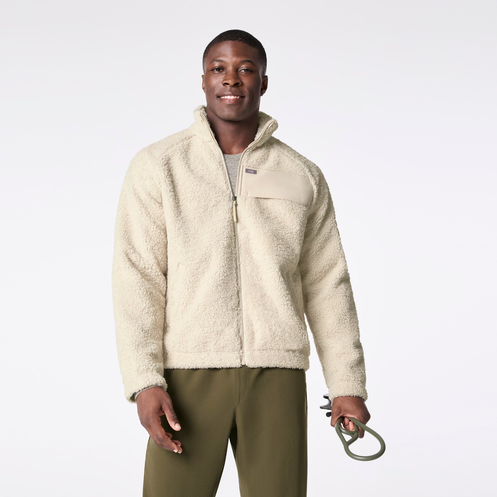 High-Pile Fleece Bomber Jacket - Bone