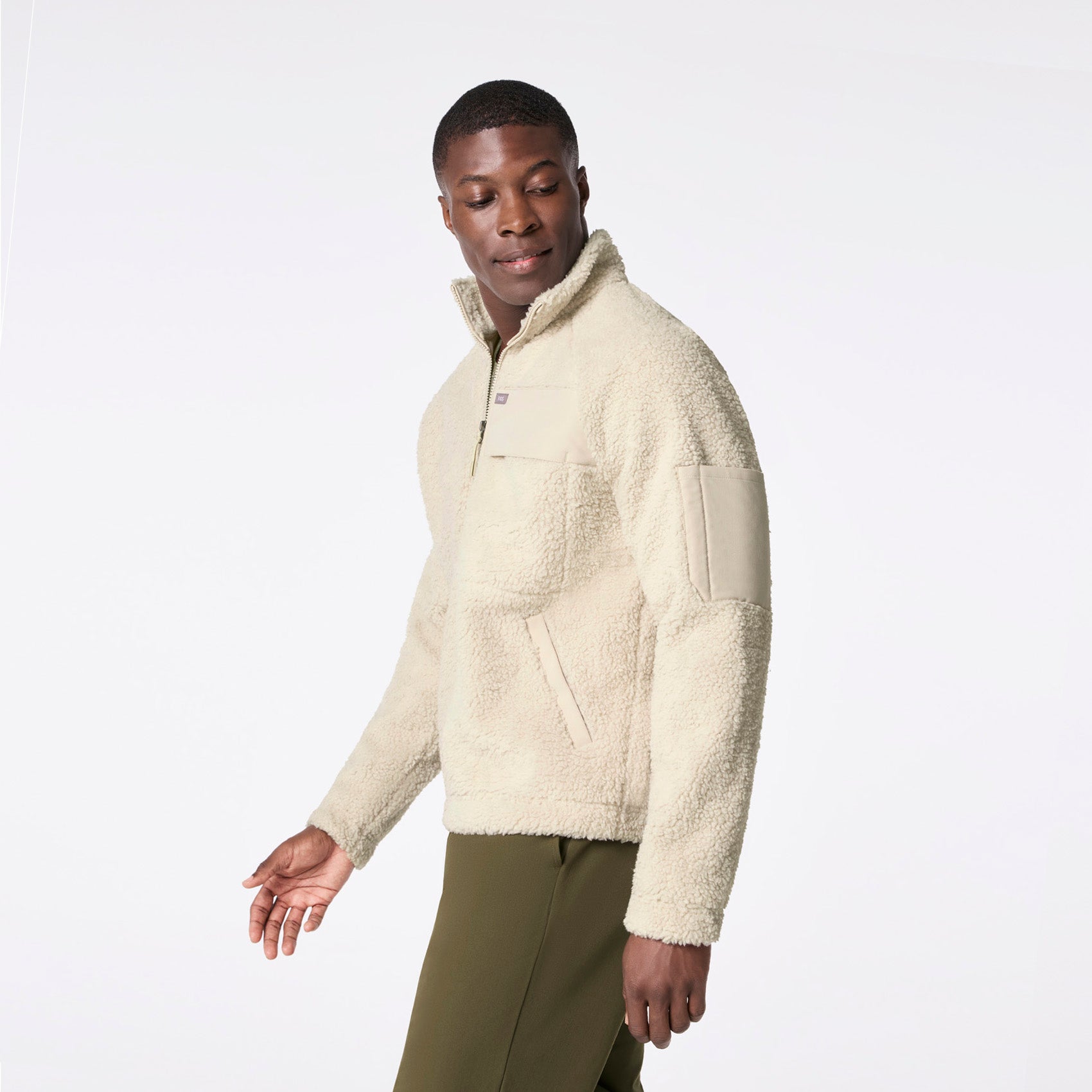 High-Pile Fleece Bomber Jacket - Bone
