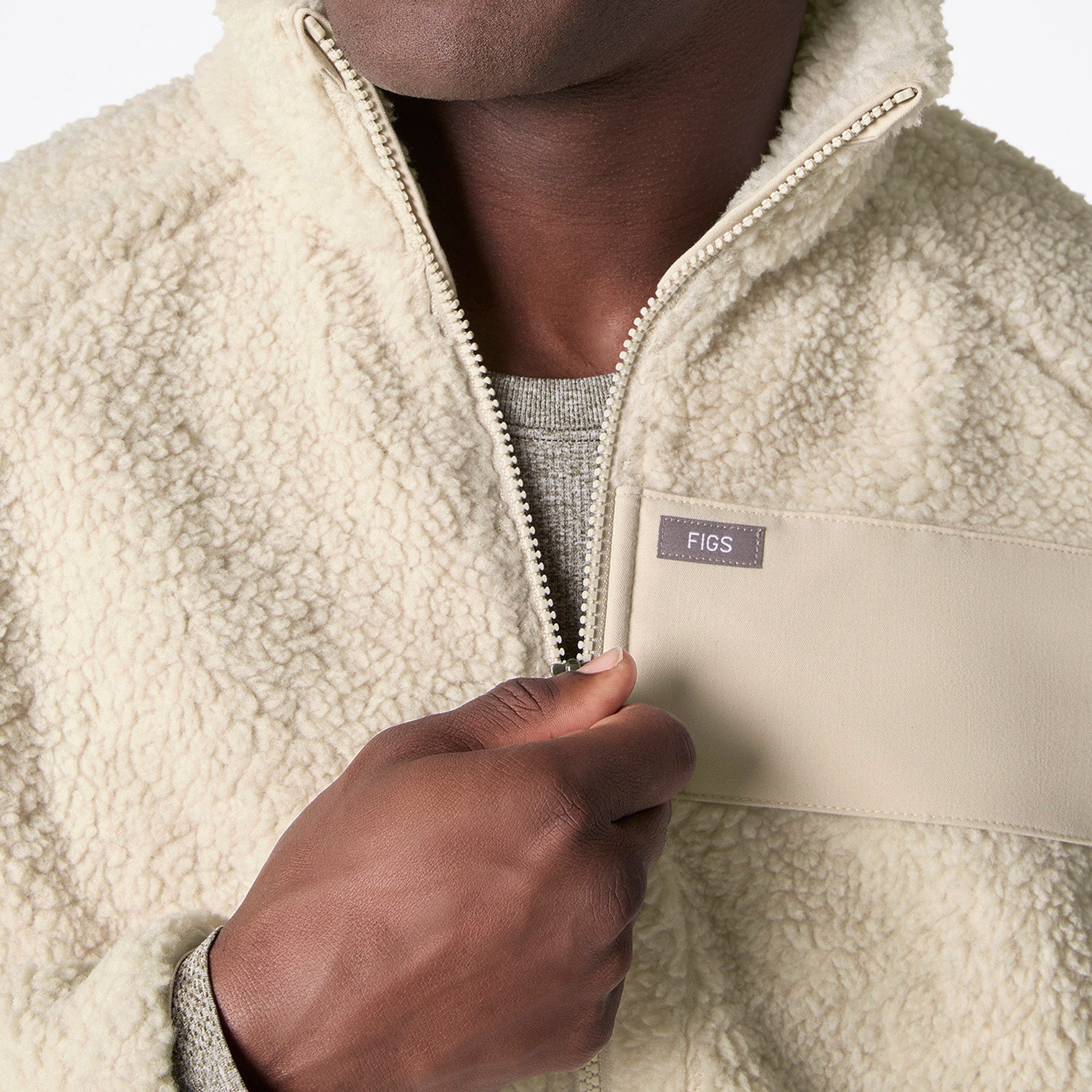 High-Pile Fleece Bomber Jacket - Bone
